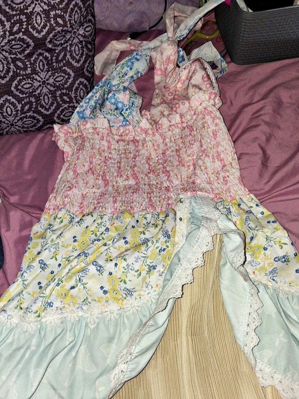 Loveshack Fancy Maxi Dress in Pink & Blue Size Small